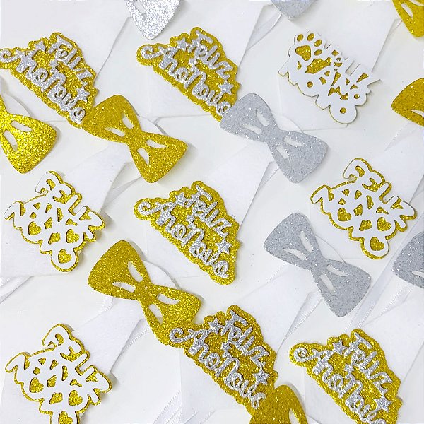 Gravata Social Laço Feltro EVA Ano Novo - 10 unidades