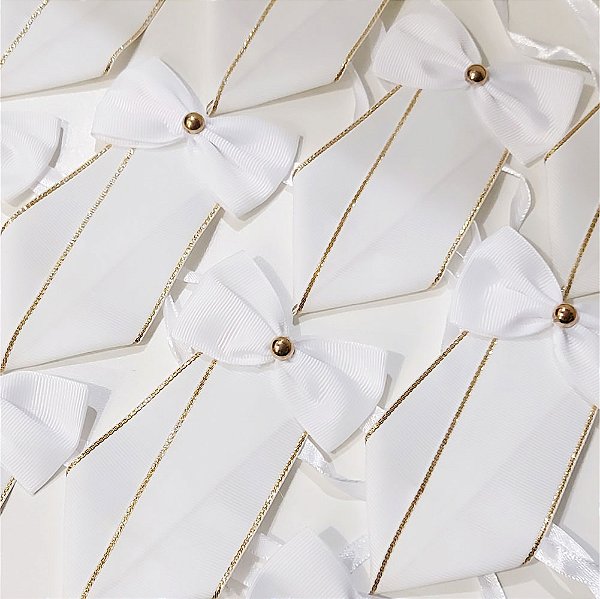 Gravata Social Pespontada Ouro com Laço Ano Novo - 10 unidades