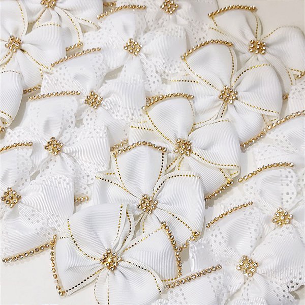 Laço Maxi 4 Pontas Strass Ano Novo - 10 unidades