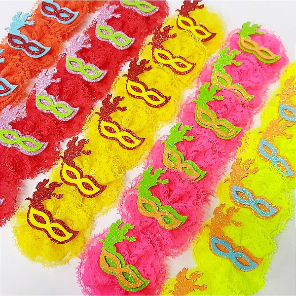Laço Fuxico Renda de Carnaval - 10 unidades
