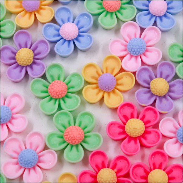 Laço de Penteado Flor de Resina Mod.2 - 10 unidades