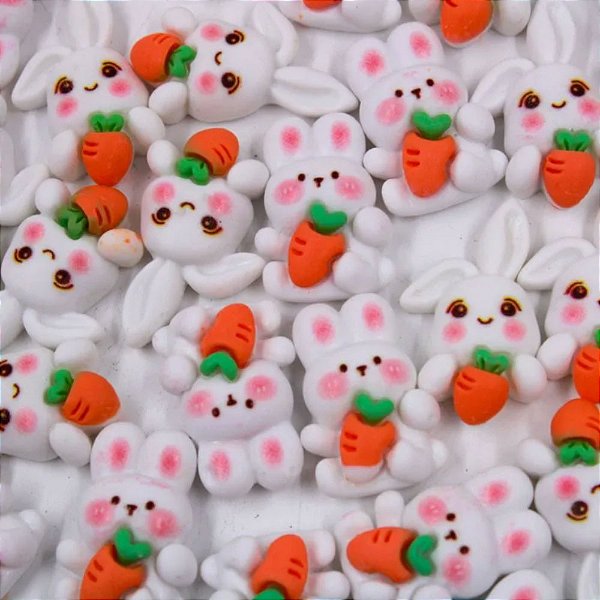 Laço de Penteado Coelho Resina Páscoa - 10 unidades