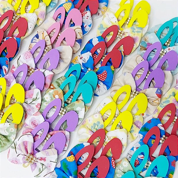 Laço Borboleta Tecido Orelha de Páscoa - 10 unidades