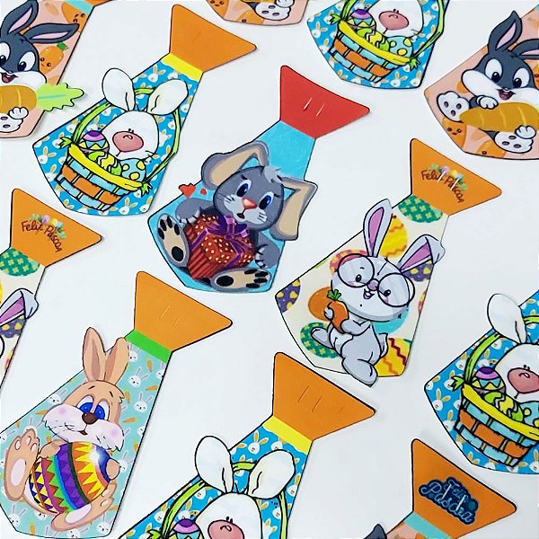 Gravata Social 3D Personagens de Páscoa - 10 unidades