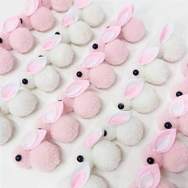 Laço de Penteado Coelho Pompom de Páscoa - 10 unidades