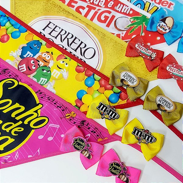 Conjunto Laço e Bandana Marcas Chocolate Páscoa - 15 unidades