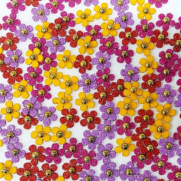 Adesivos EVA Glitter Florzinha Pérola - 20 unidades