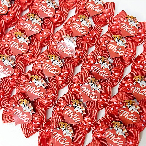 Laço Borboleta Duplo Estampado Poá PF de Mães - 10 unidades