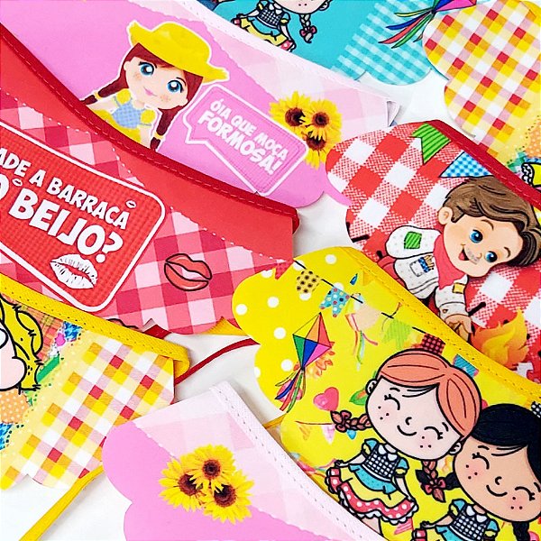 Babador Tecido Estampado Viés de Festa Junina - 10 unidades