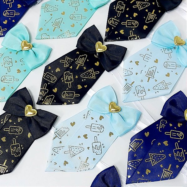 Gravata Social Estampado com Laço Sorvete Ouro - 10 unidades