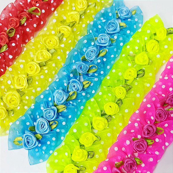 Laço Borboleta Voil Poá Rococó - 10 unidades