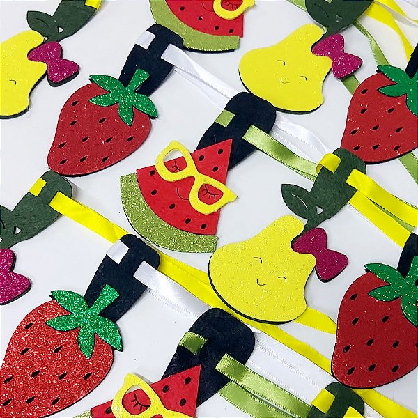 Gargantilha Frutas Feltro EVA - 10 unidades