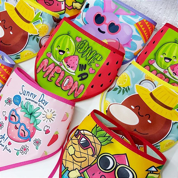 Bandanas Tecido Estampado Frutas - 10 unidades