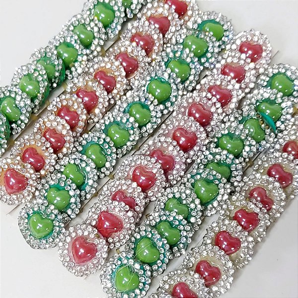 Laço de Penteado Strass Natal - 20 unidades