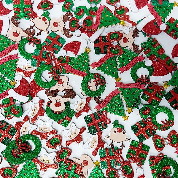 Adesivos EVA Glitter Natal Mod.2 - 10 unidades
