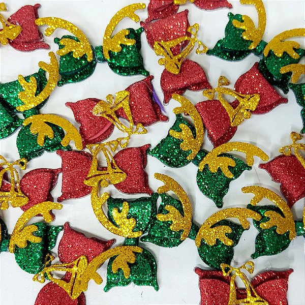 Laço Adesivo Borboleta EVA Natal Mod.2 - 10 unidades