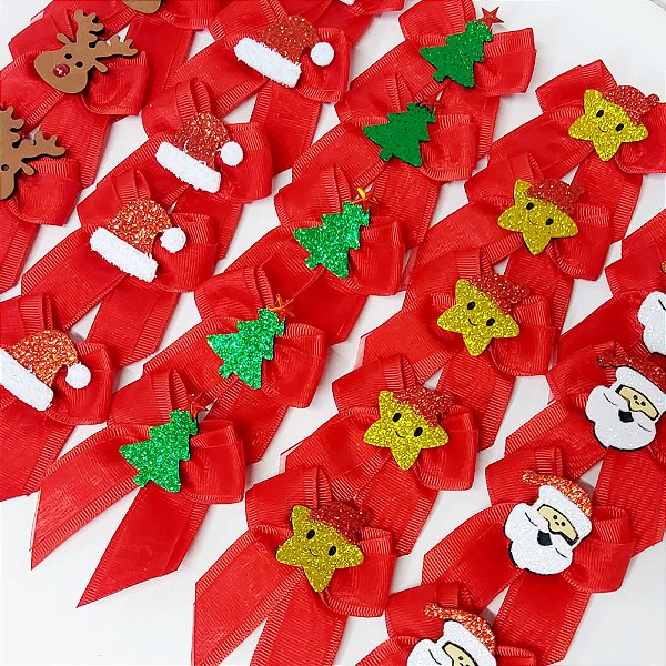 Laço de Ponta Duplo Voil EVA Natal - 10 unidades