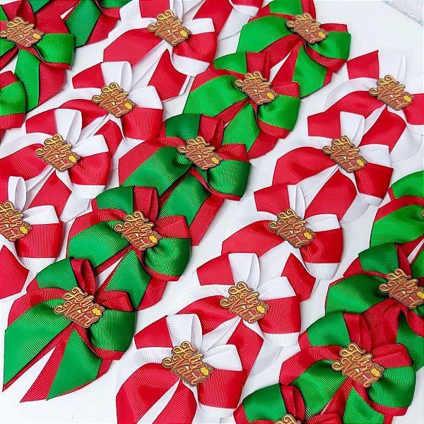 Laço de Pescoço Duplo PF de Natal - 10 unidades