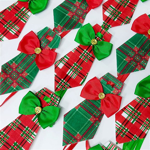 Gravata Social Feltro Estampado com Laço Natal - 10 unidades