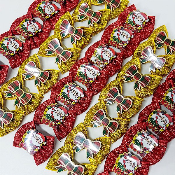 Laço Borboleta Lurex PF Natal Mod.2 - 10 unidades