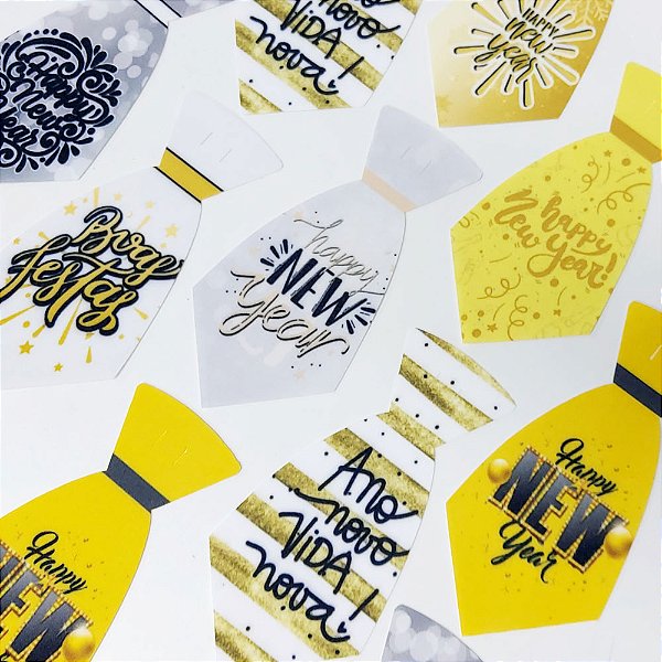 Gravata Social Tecido Estampado Ano Novo - 10 unidades