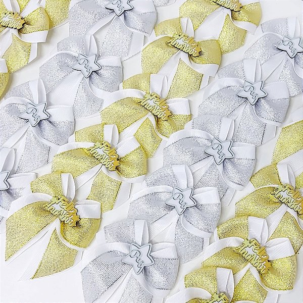 Laço de Pescoço Duplo Lurex PF Ano Novo - 10 unidades