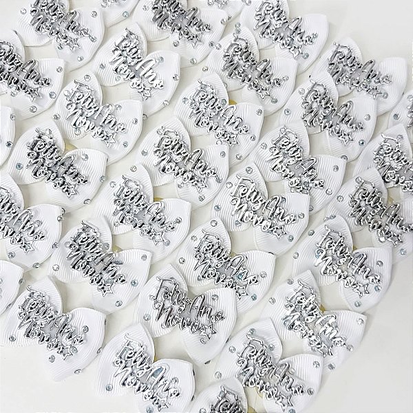 Laço Borboleta Brilho Botão de Ano Novo - 10 unidades