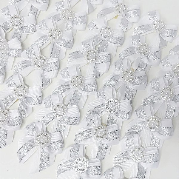 Laço de Ponta Duplo Lurex Pedraria Ano Novo - 10 unidades