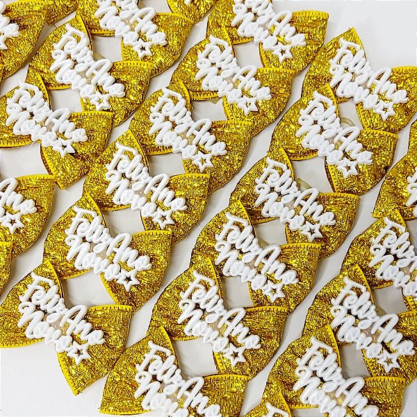 Laço Borboleta Lurex Botão de Ano Novo - 10 unidades