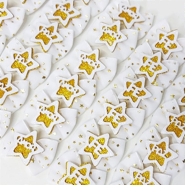 Laço Borboleta Duplo Voil Estrela EVA de Ano Novo - 10 unidades