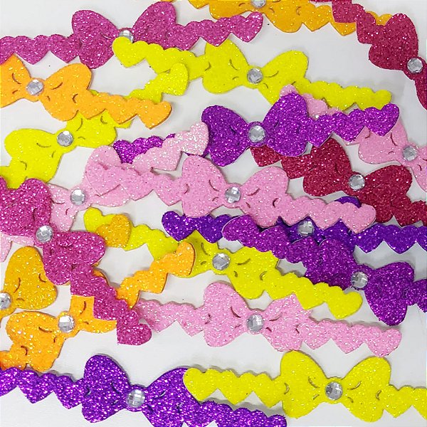 Adesivos EVA Glitter Pulseira Laço - 10 unidades