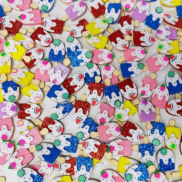 Adesivos EVA Glitter Sorvete Mod.2 - 10 unidades