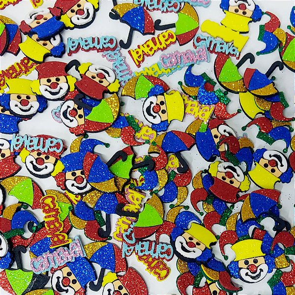 Adesivos EVA Glitter de Carnaval - 10 unidades