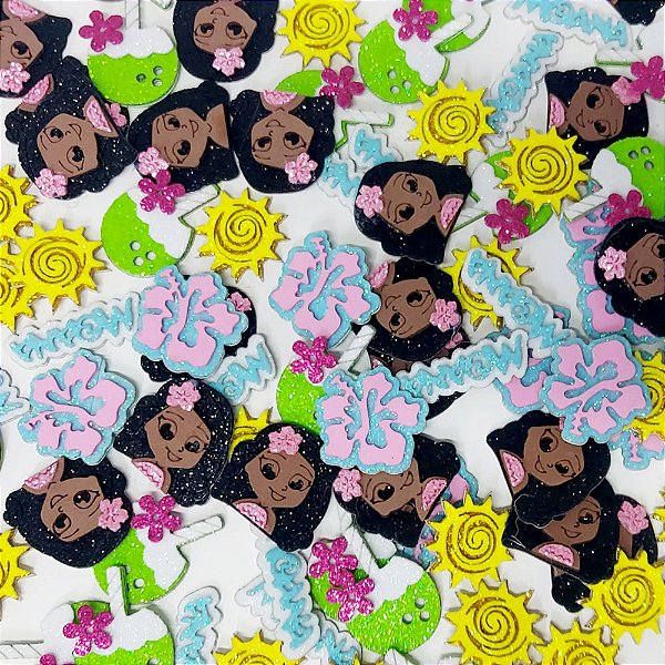 Adesivos EVA Glitter Moana - 10 unidades
