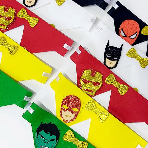 Colarinho Feltro EVA Super Heróis - 10 unidades