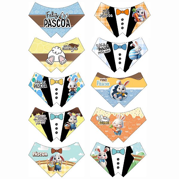 Smoking Tecido Estampado Viés Páscoa - 10 unidades