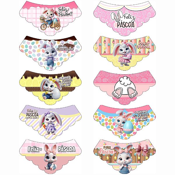 Babador Tecido Estampado Viés Páscoa - 10 unidades