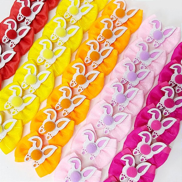 Laço Borboleta Duplo Voil EVA Rabinho Coelho Páscoa - 10 unidades