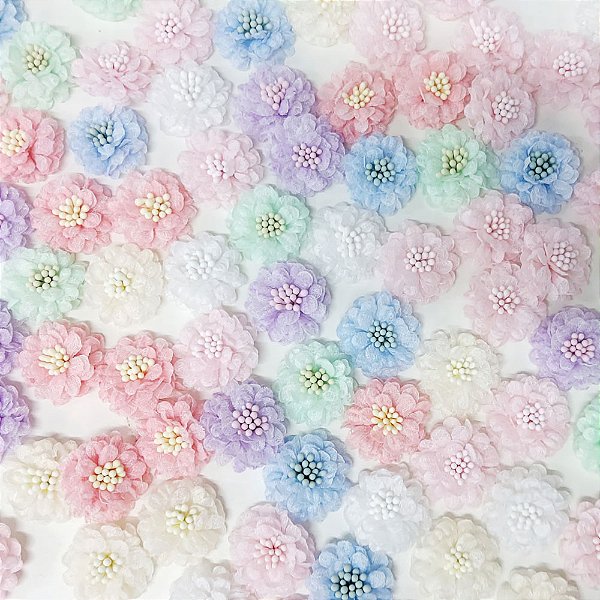 Laço de Penteado Flor Tecido Mod.2 - 10 unidades