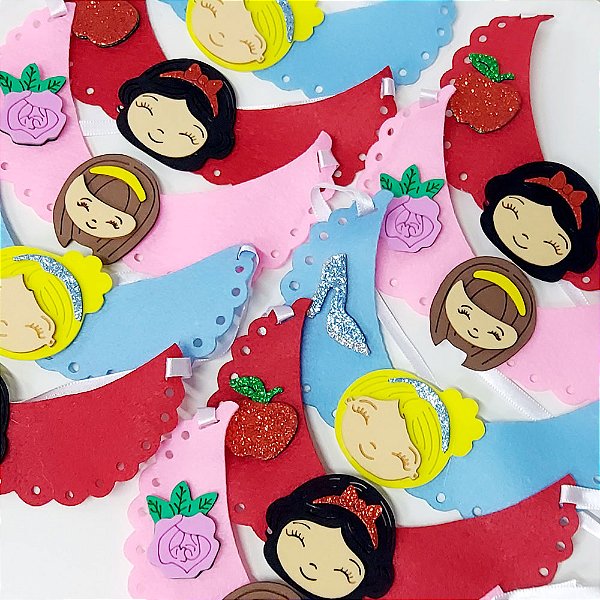 Gargantilha Feltro EVA Princesas - 10 unidades