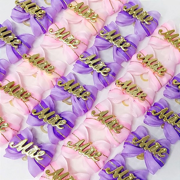 Laço Borboleta Duplo Resinado Pespontada Ouro Botão Mães - 10 unidades