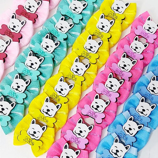 Laço Borboleta Duplo Voil Dog Ossinho EVA de Mães - 10 unidades