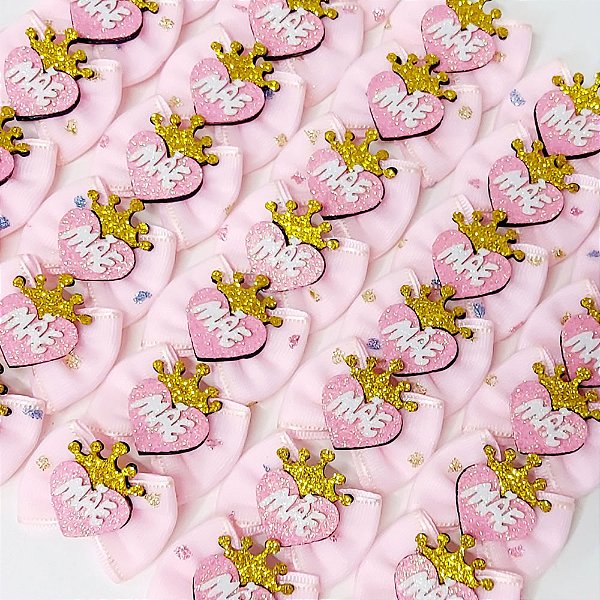 Laço Borboleta Duplo Voil Poá Coroa EVA de Mães - 10 unidades