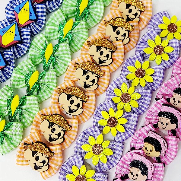 Laço Borboleta Estampado Xadrez EVA Festa Junina - 10 unidades