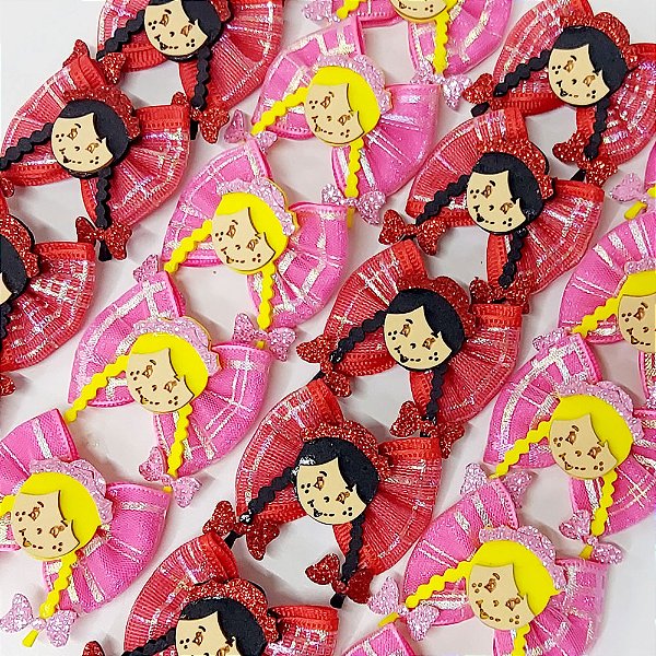 Laço Borboleta Duplo Veludo Menina Caipira EVA Festa Junina - 10 unidades