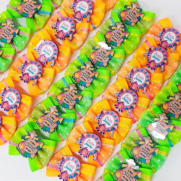 Laço Borboleta Duplo Decorativo Poá PF Frases Festa Junina - 10 unidades