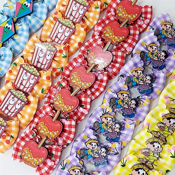 Laço Borboleta Estampado Xadrez PF Sortidos Festa Junina - 10 unidades