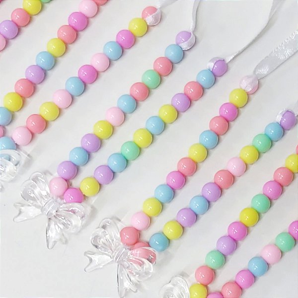 Colar de Pérola Candy Pingente Lacinho - 10 unidades