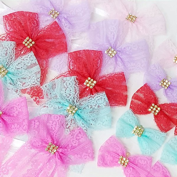 Conjunto Laço Renda Strass - 10 unidades