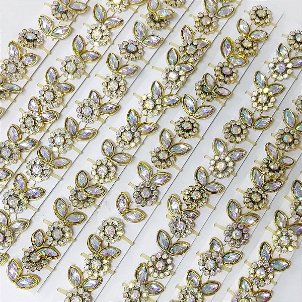 Laço de Penteado Joia Luxo Ouro Mod.6 - 10 unidades
